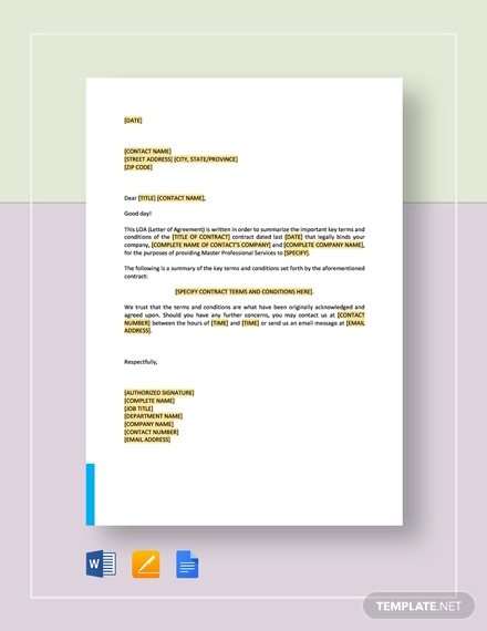 25+ Modèles de Lettre d'Accord - Word, PDF | Mex Alex