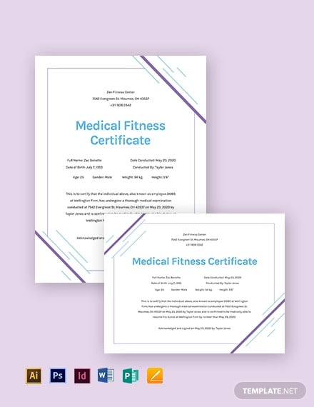 medical fitness certificate template