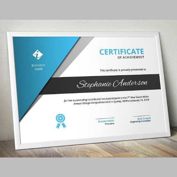 minimal business achievement certificate example