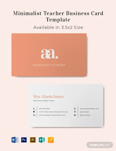 minimal teacher business card template