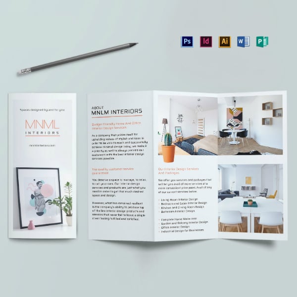 minimal tri fold interior brochure design