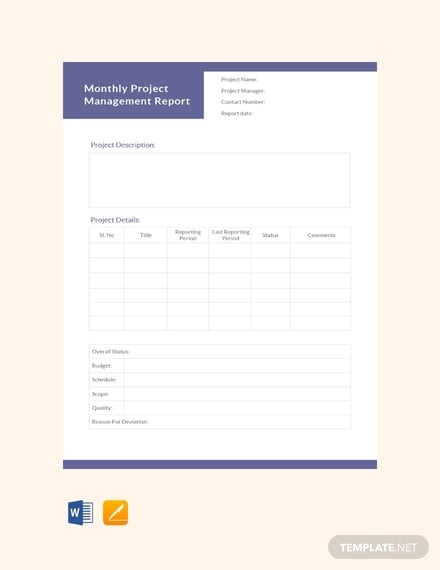 monthly project management report template 440x570