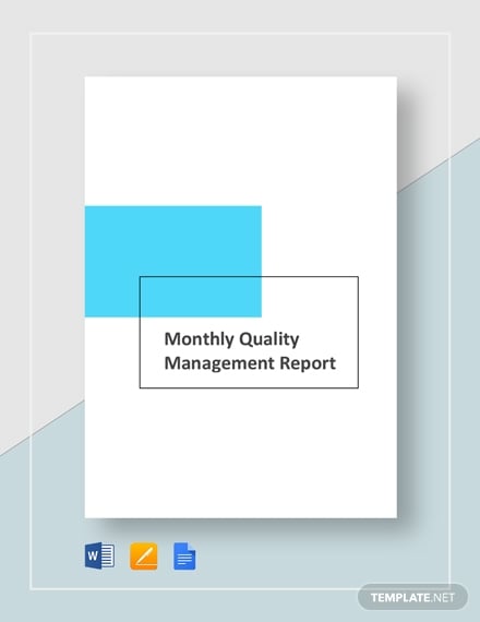 monthly quality management report template