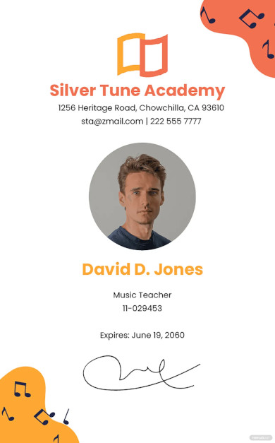 music teacher id card template