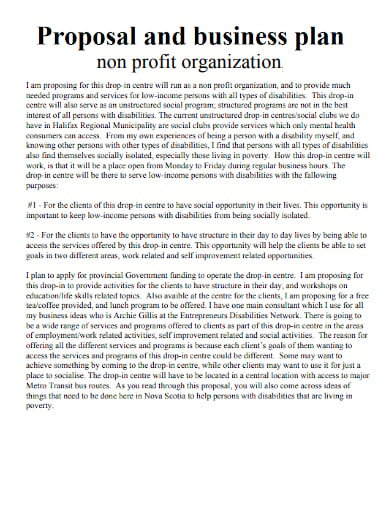 non profit business plan proposal