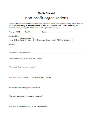 non profit organizations charity proposal