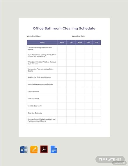 office bathroom cleaning schedule template