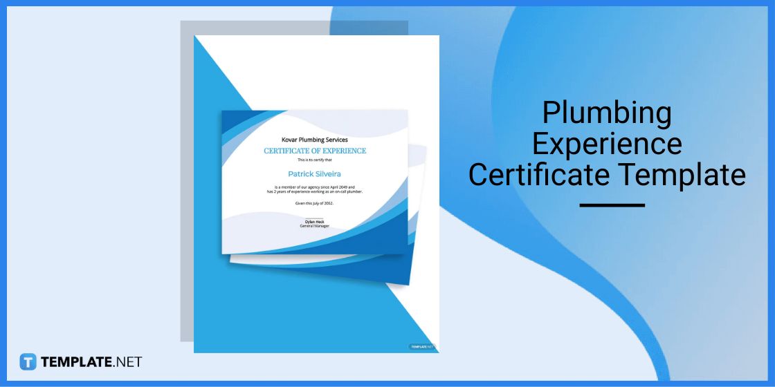 plumbing experience certificate template