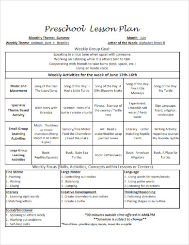 6 Best Preschool Lesson Plan Templates PDF Word Apple Pages 