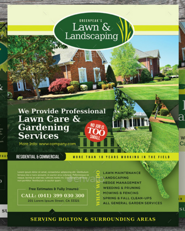 11 Lawn Landscaping Flyer Templates PSD AI Word Apple Pages 