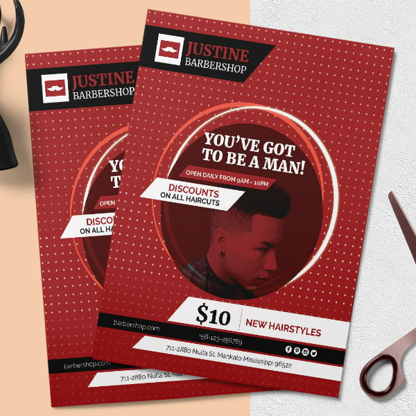 red dotted barber flyer example