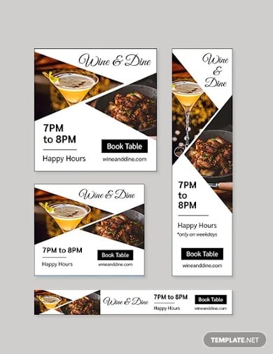 restaurant bar google ad banner template