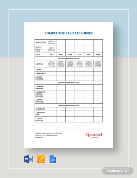 restaurant competitor pay rate survey template