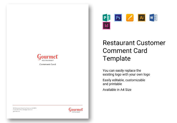 restaurant customer comment card template