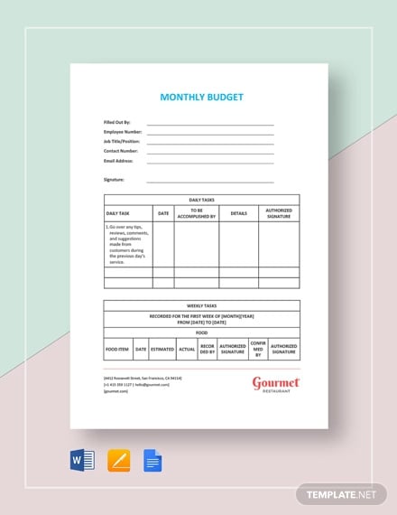 restaurant-monthly-budget-template