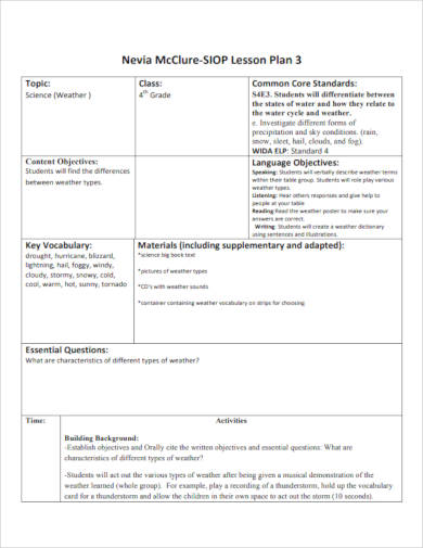 5 Best SIOP Lesson Plan Templates PDF Google Docs Apple Pages Word