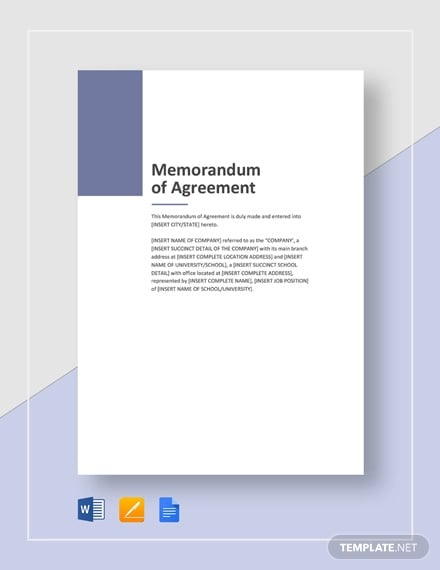 sample memorandum of agreement template
