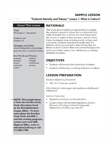 secondary school lesson note template
