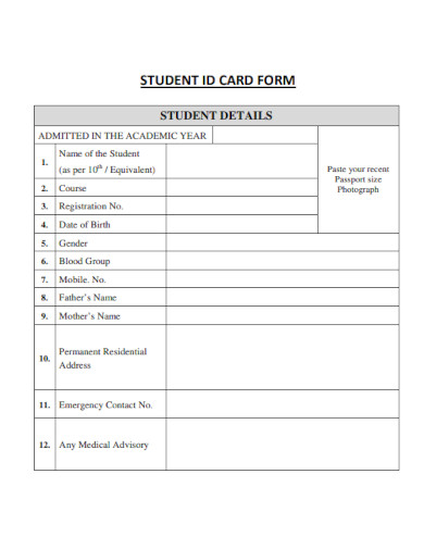 secondary school student id card from