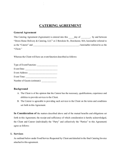 12+ Catering Agreement Templates - DOC, PDF, Pages, Numbers, Google Doc,