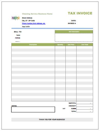 simple cleaning service invoice