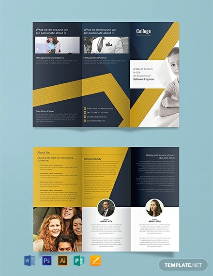 simple college tri fold brochure sample