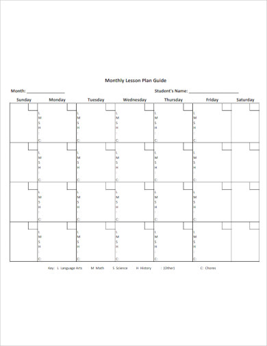 simple monthly lesson plan template