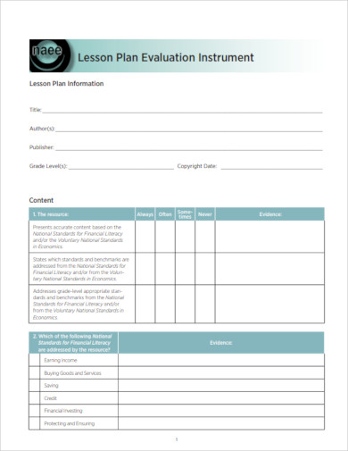 10+ Best Lesson Evaluation Templates - PDF | Free & Premium Templates