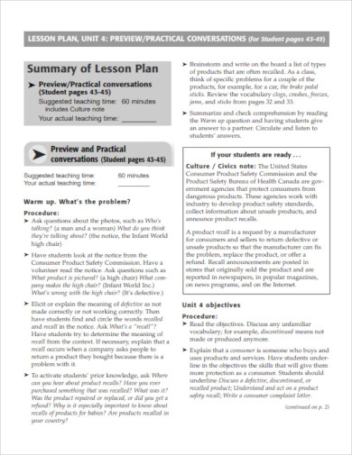 10 Best Lesson Plan Summary Templates PDF