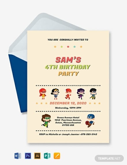 superhero birthday invitation template 440x570