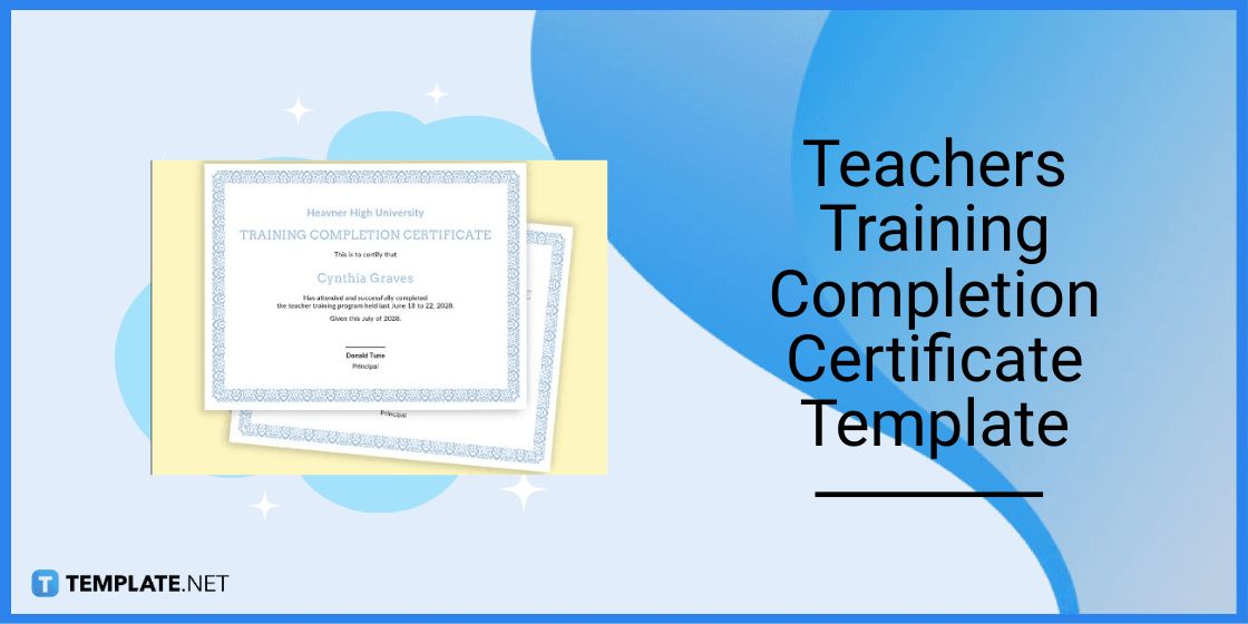 teachers training completion certificate template