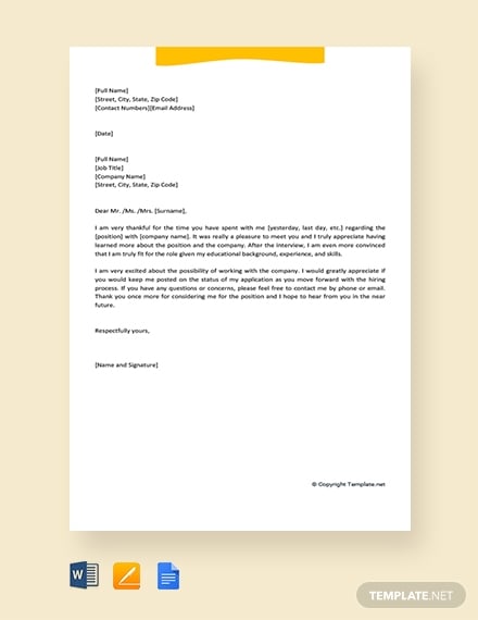 Interview Thank You Note Template