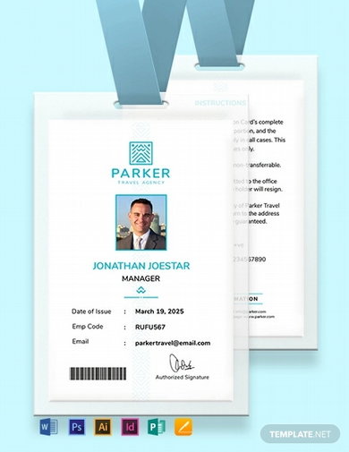 travel agency id card template