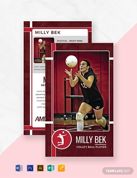 volleyball player trading card format