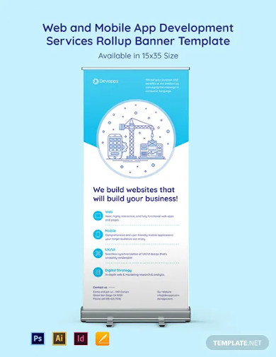 web and mobile app development services roll up banner template