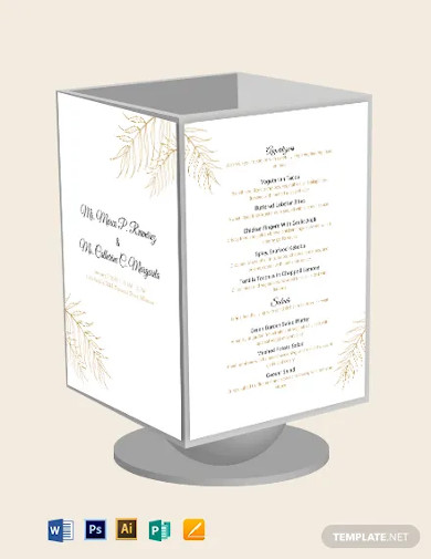 wedding table tent menu template