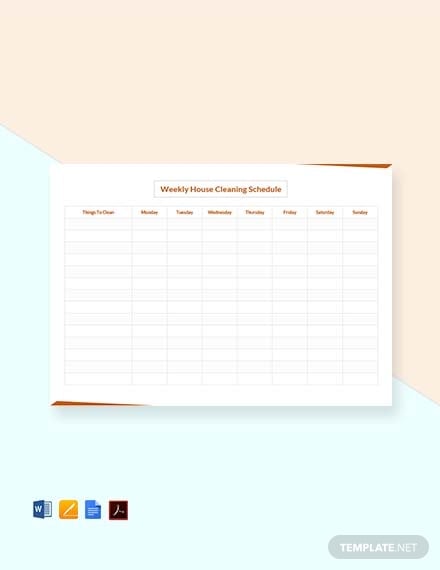 weekly house cleaning schedule template