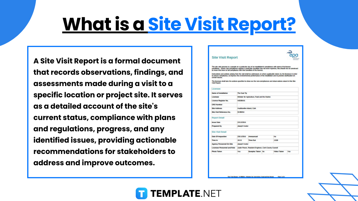 what is a site visit report