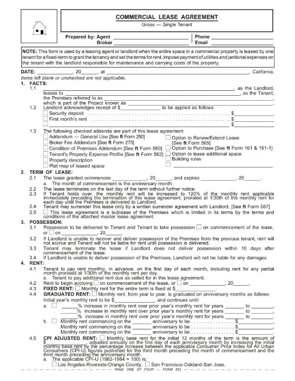 commercial lease agreement sample 1