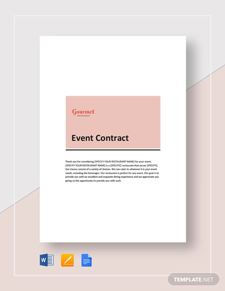 6 Restaurant Event Contract Templates For Restaurant Cafe And Bakery Psd Doc 0272