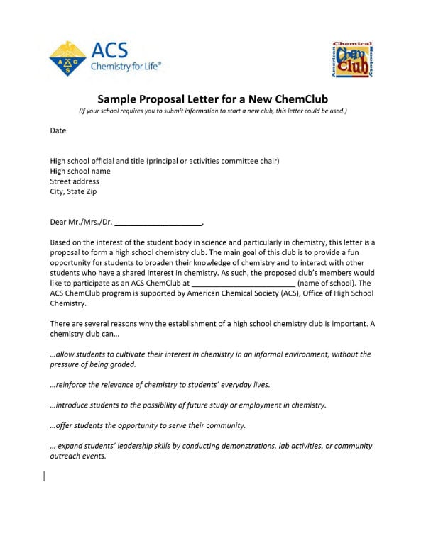 content of a proposal letter