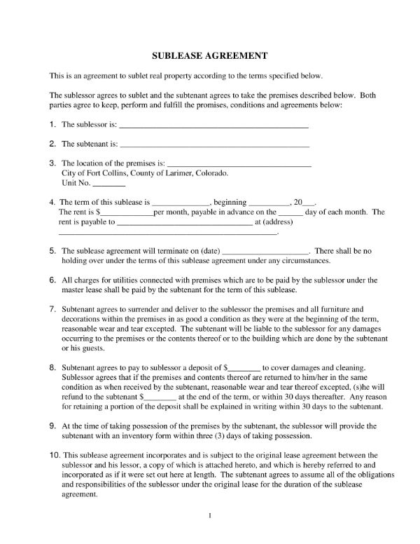 sublease agreement 11
