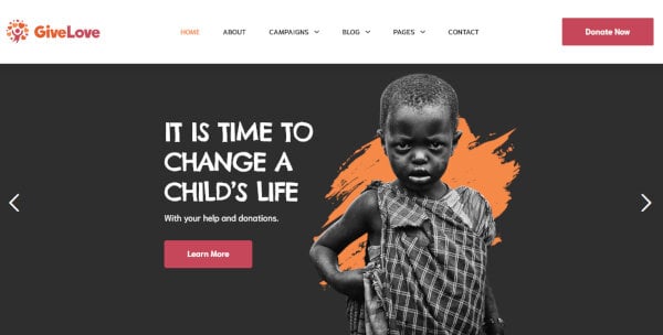 5 givelove – non profit charity crowdfunding wordpress theme