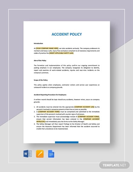 accident policy template