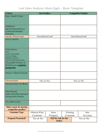 basic sales analysis template