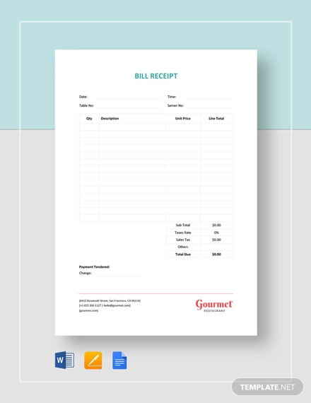 9 bill receipt templates free sample example format