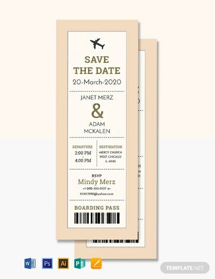 boarding pass ticket wedding invitation template