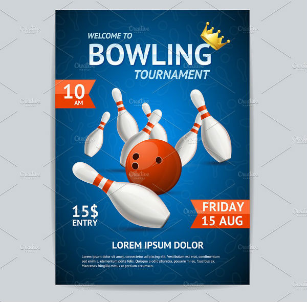bowling tournament invitation poster template