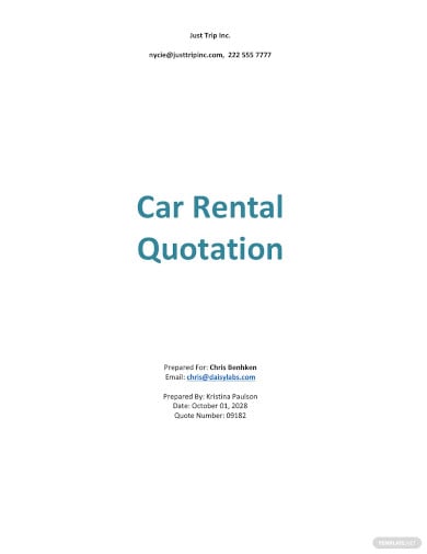 car rental quotation templates