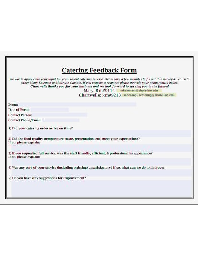 catering feedback form template